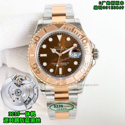 Clean Factory Rolex Yacht-Master 3235 Brown Face Watch 40mm 